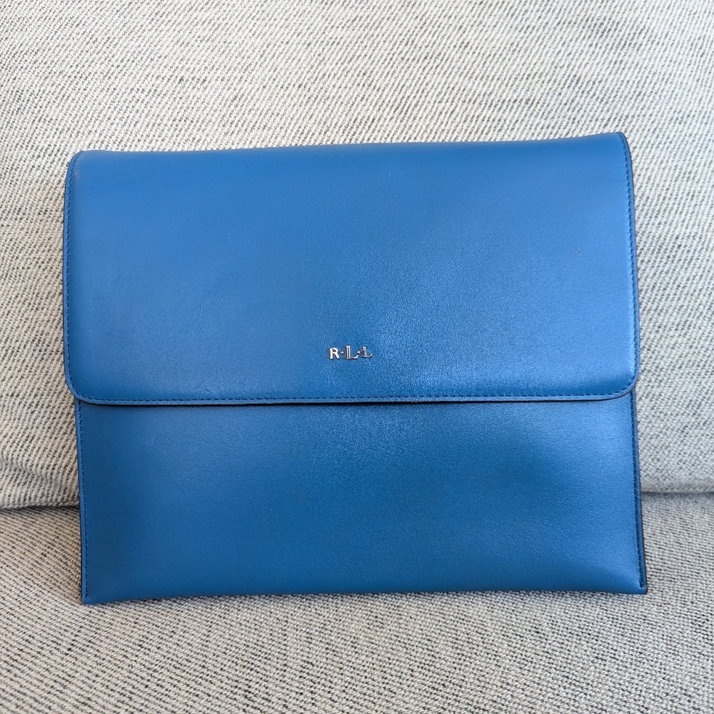 Ralph Lauren Blue Leather Crossbody/Clutch Envelope Bag